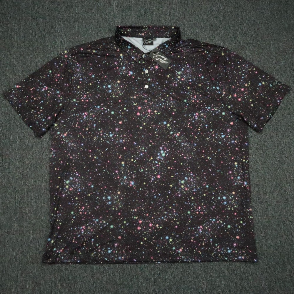 Sunday Swagger Shirt Mens 4XL Black Intergalactic‎ Colorful Performance Polo NWT